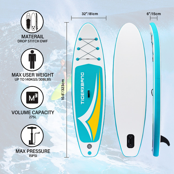 Човен для веслування стоячи &laquo;SUP-board&raquo; (stand up paddle)  323см81см15см 35012 фото